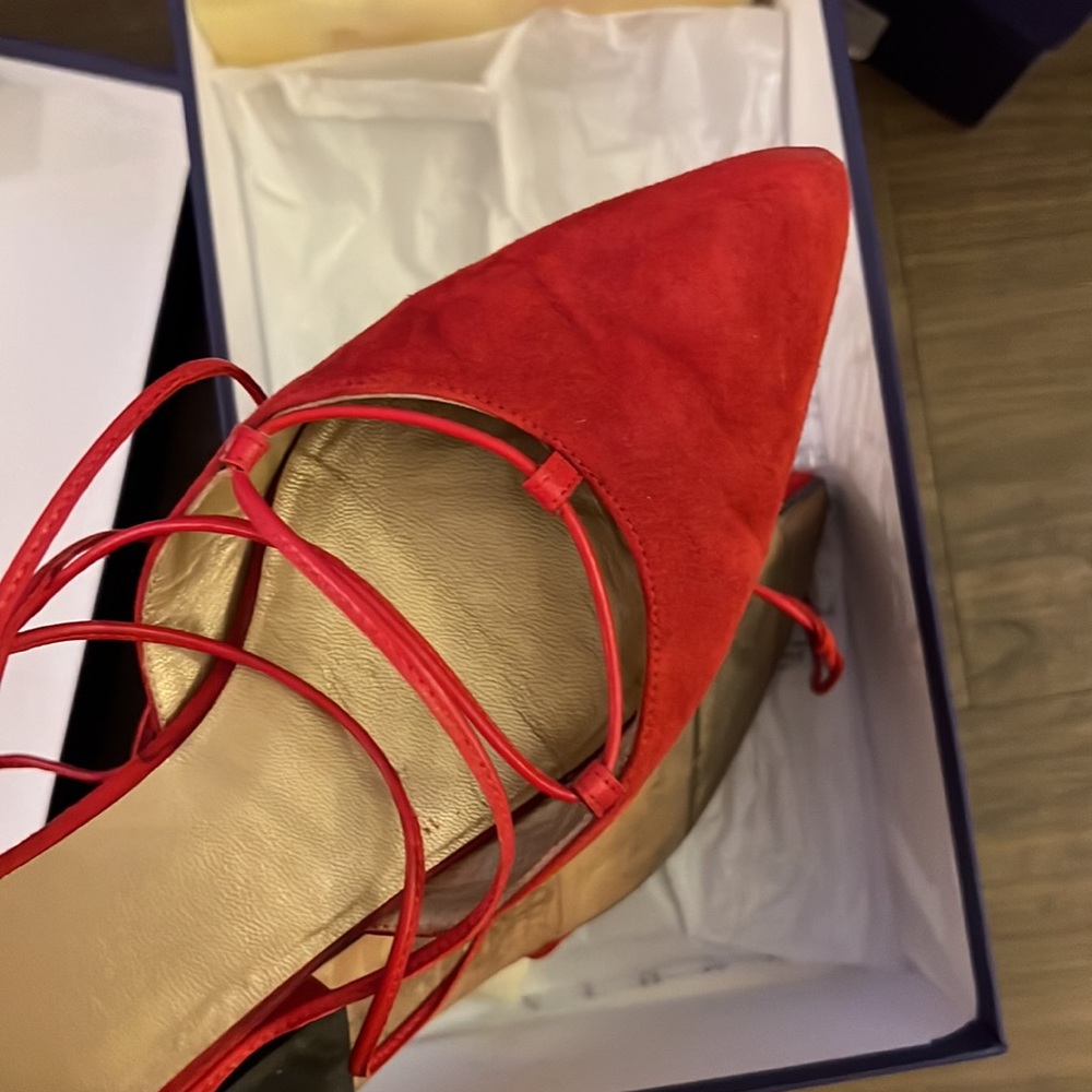 Stuart Weitzman Red Suede Flats - image 6